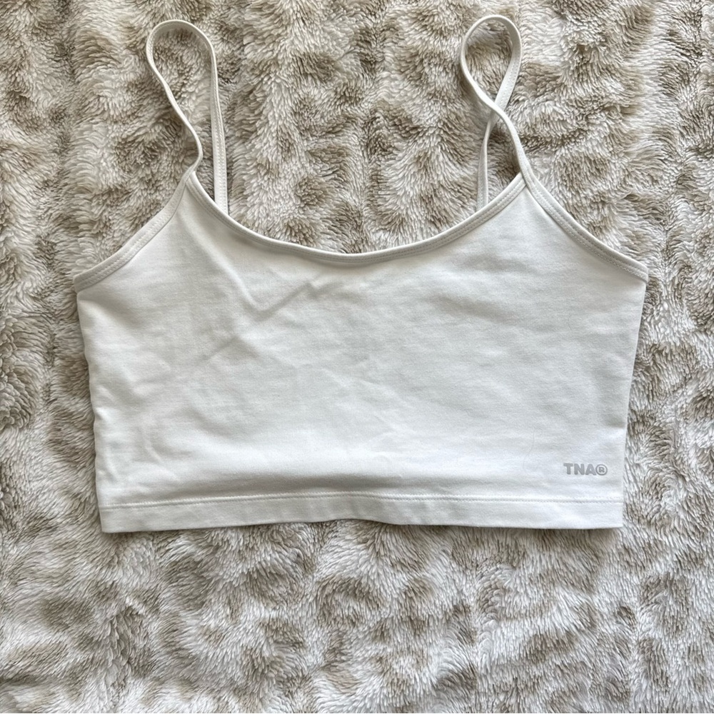 aritzia tna white cropped tank top